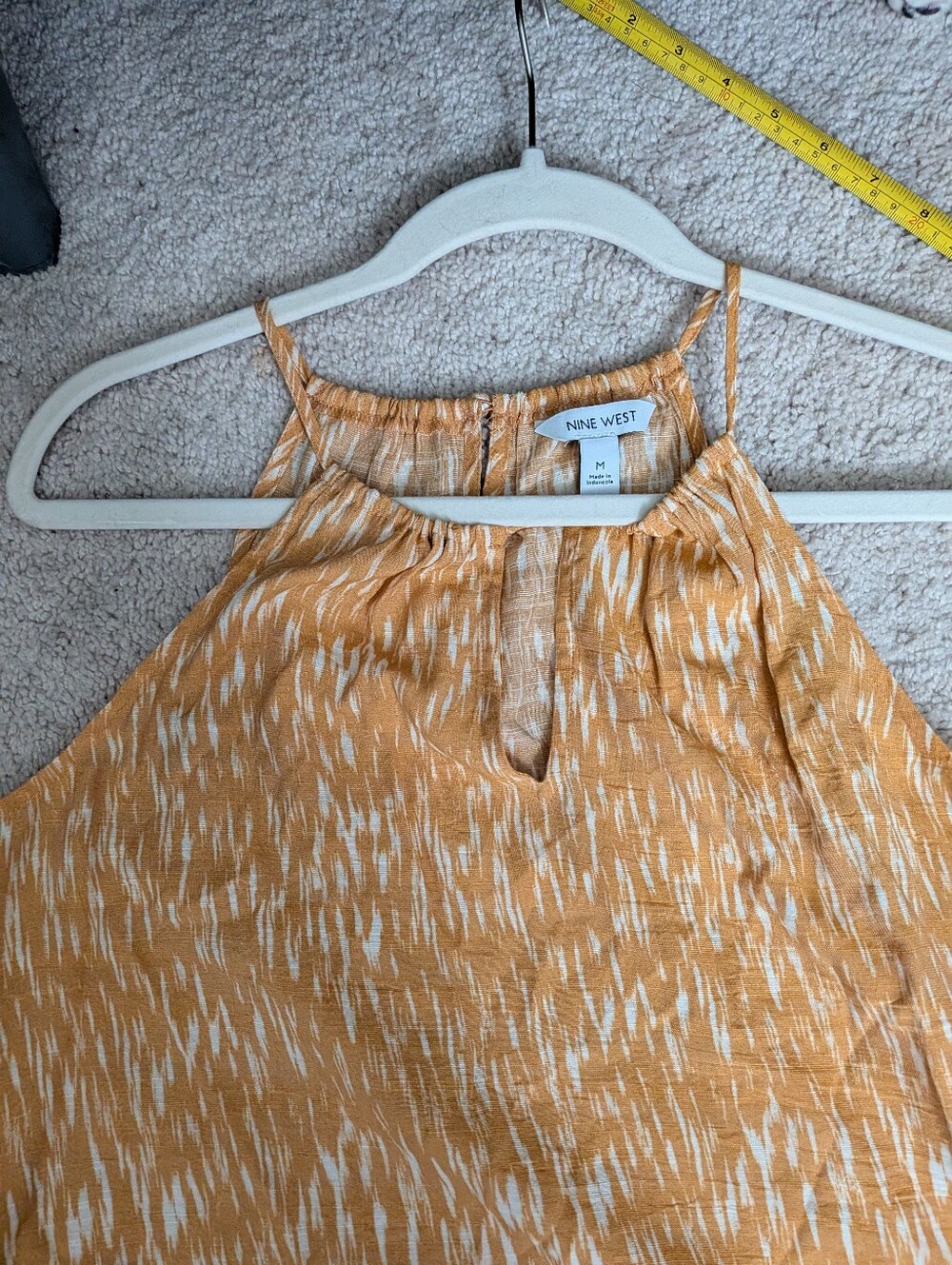Nine West Yellow-White Halter Top, Medium